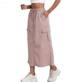 thumbnail image 2 of Cargo Skirt for Women Casual High Waisted Straight Maxi Skirt Comfy A-Line Long Skirt Trendy Summer Work Skirts Pink M, 2 of 5