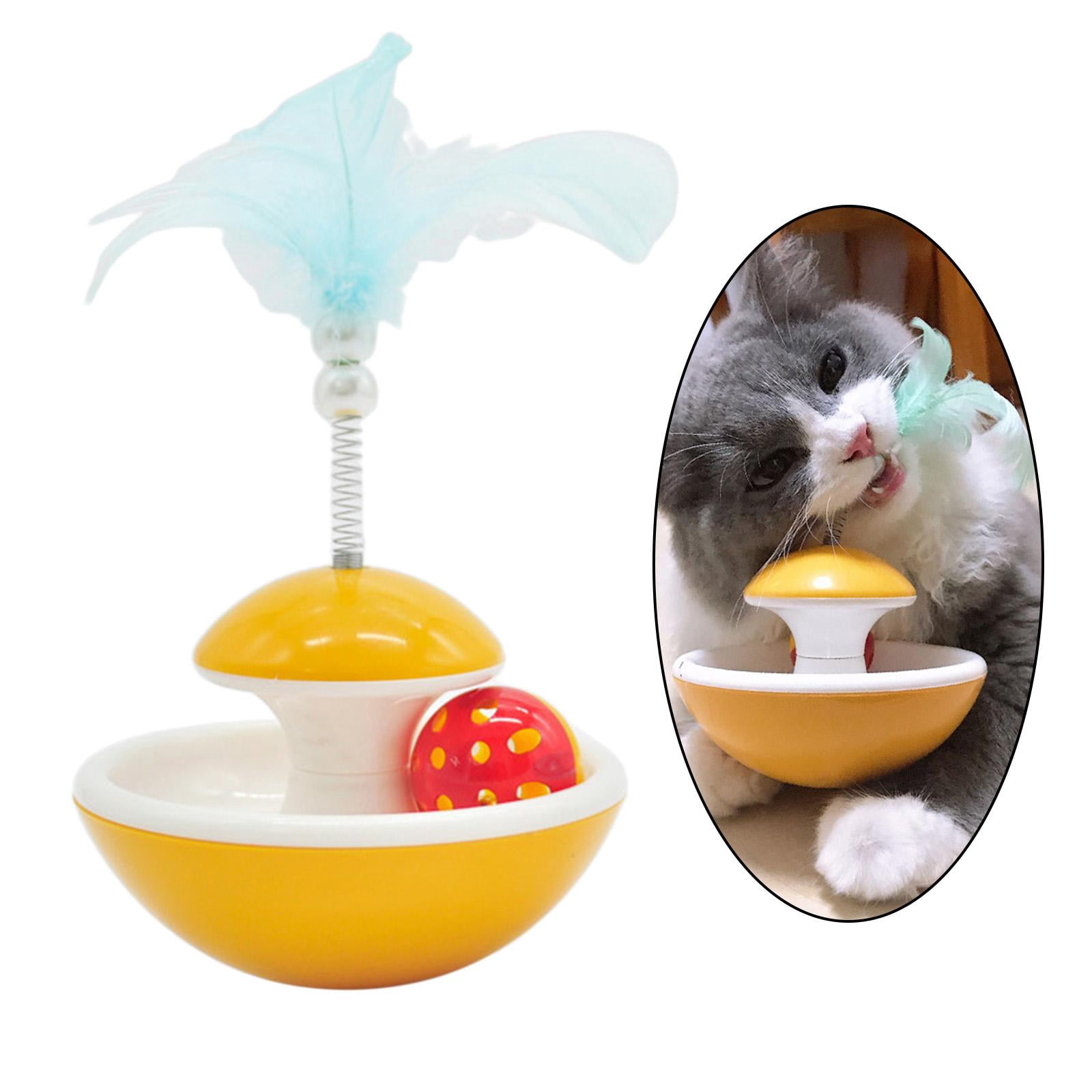 Serenable 2xInteractive Cat Teaser Toys Feather Ball for Exercising Yellow