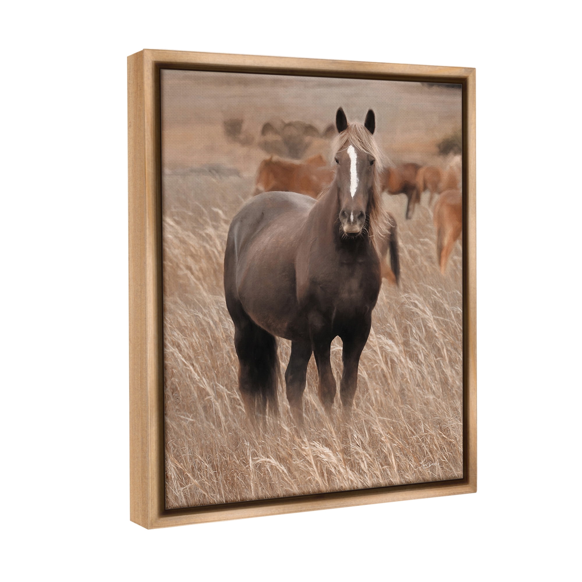 Stupell Industries Hazy Day Horse Animals & Insects Photography Brown Floater Framed Canvas Art Print Wall Art, 25 x 31