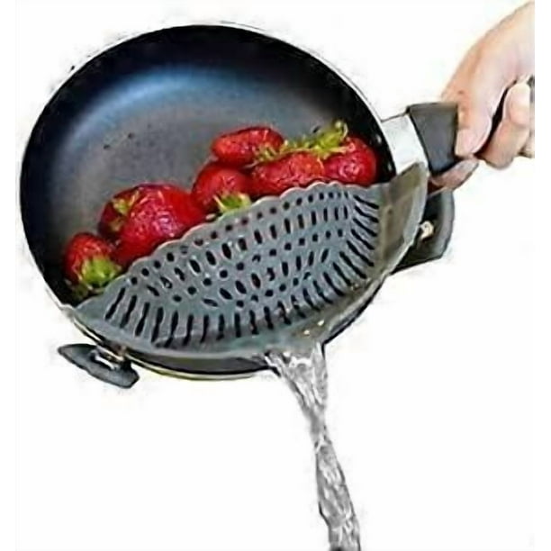 Silicone Pot Strainer and Pasta Strainer, Adjustable Silicone Clip-on Strainer for Pots and Bowls, Kitchen Strainer Funnel for Food and Fruits and Veg
