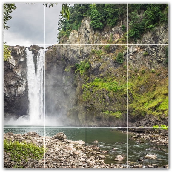 Picture-Tiles.com: Waterfalls Ceramic Tile Wall Mural WAL501123-44L. 32"W x 32"H using (16) 8" x 8" Ceramic Tiles-Satin Finish