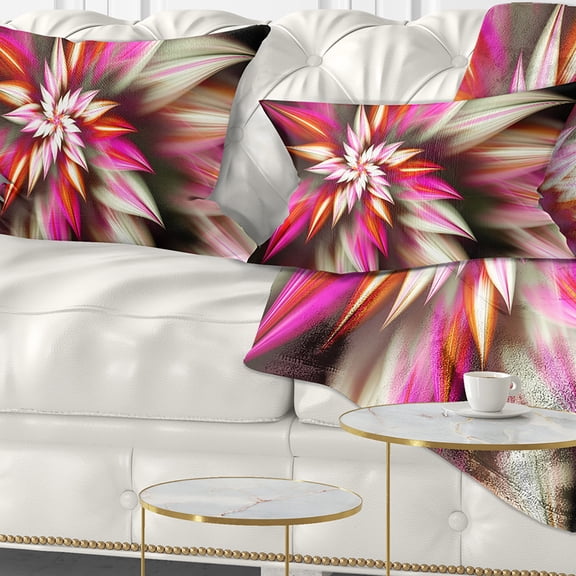 Designart Exotic Red Fractal Spiral Flower - Abstract Throw Pillow - 12x20