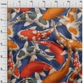 thumbnail image 2 of oneOone Cotton Poplin Bluish Violet Fabric Koi Fish Ocean Sewing Fabric By The Yard Printed Diy Clothing Sewing Supplies 42 Inch Wide, 2 of 4
