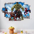thumbnail image 2 of 3D Avengers Breaking Through Wall Sticker 3D Hulk Captain America Children Boys Wall Decals Peel and Stickers for Walls Bedroom Living Room Home D�cor(15.7X23.7) Inch, 2 of 5