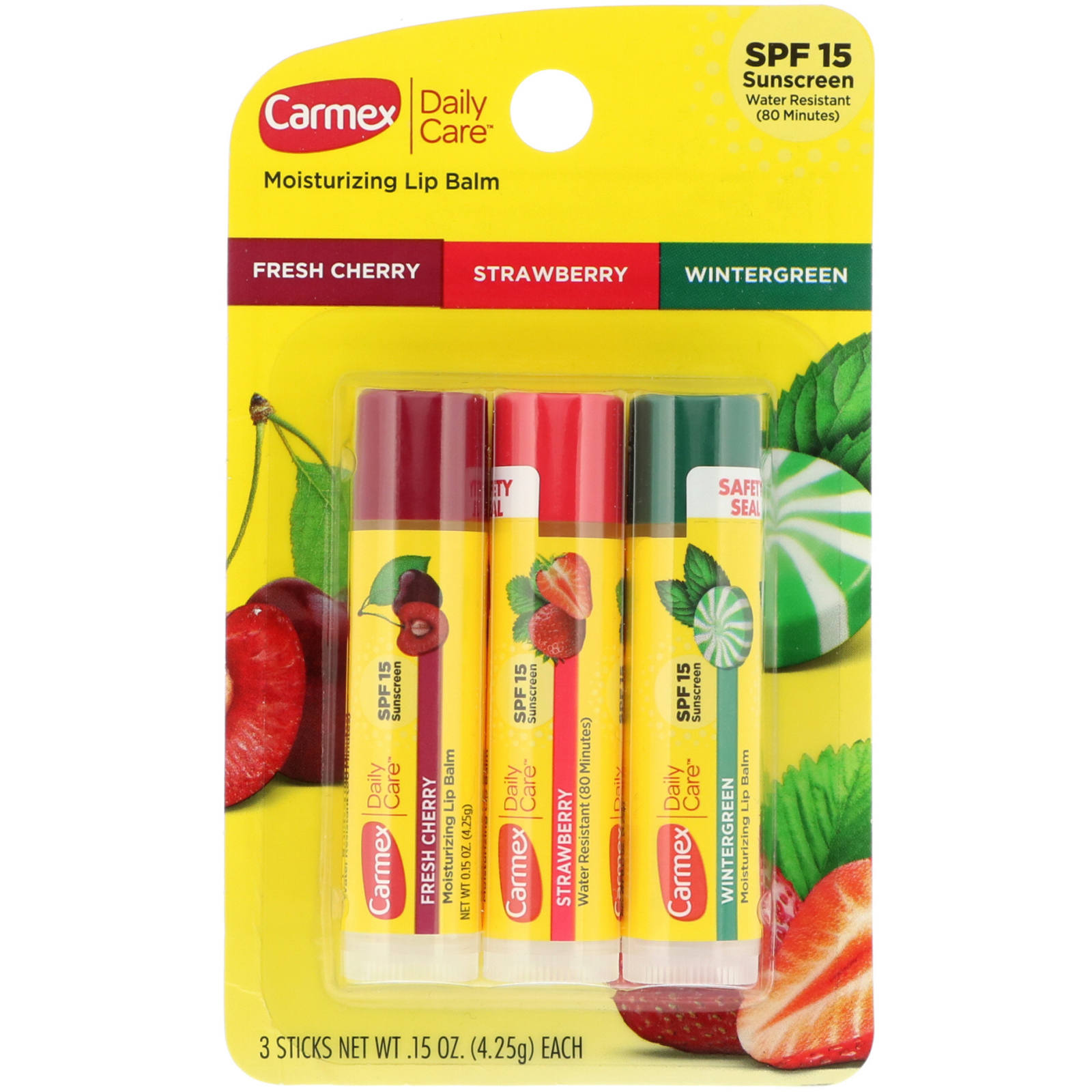 Carmex Daily Care Lip Balm SPF 15 Variety 3 Pack 15 oz 4 25 g Each