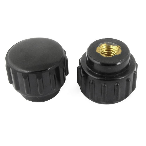 Unique Bargains 3mm Diameter Female Thread Black Plastic Screw on Type Round Knob 2pcs