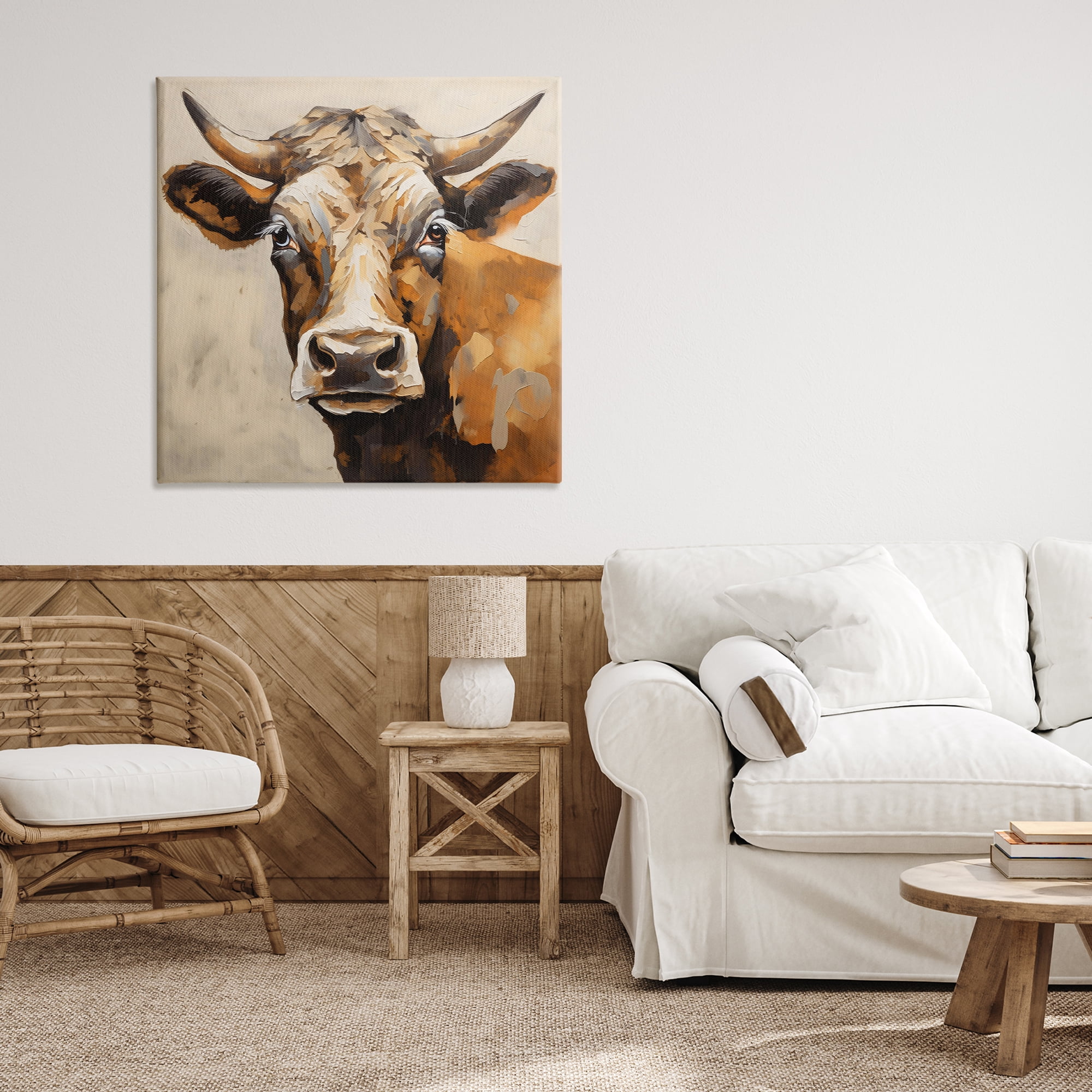Stupell Industries Beautiful Brown Bovine Canvas Wall Art, design by Creative Studio