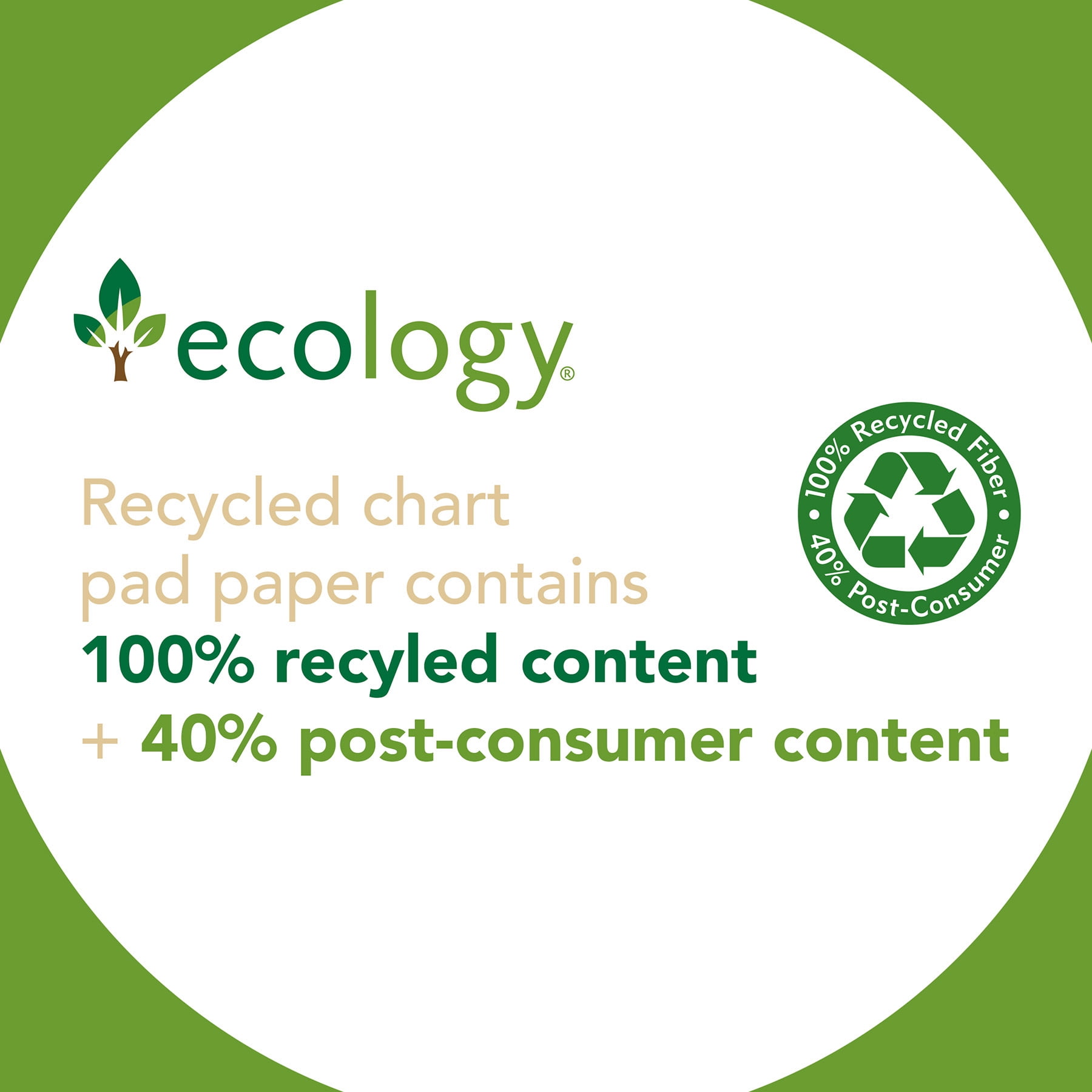 Ecology Recycled Chart Pad, Manuscript Cover, 1-1/2" Ruled 24" x 32", 70 Sheets