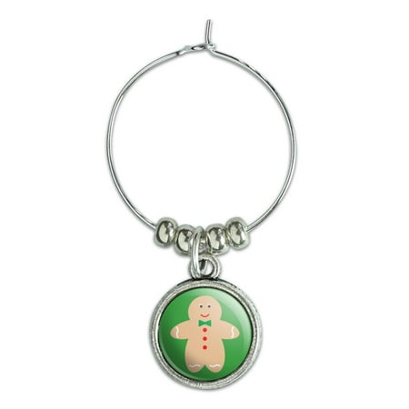 Cute Gingerbread Man Cookie Christmas Wine Glass Charm Drink