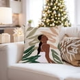thumbnail image 4 of Ethan Taylor People & Portraits Throw Pillow Soft Cushion Cover ' 'African American People & Portraits Muse Elegance' Bohemian Pattern Decorative Square Accent Pillow Case, 16x16 Inches, Green, Beige, 4 of 5