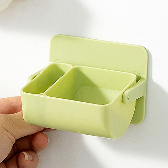 VONKY Makeup Sponge Bracket Washable Wall-mounted 2 Compartment Detachable Rotating Puff Draining Holder Accessories Green 1Set