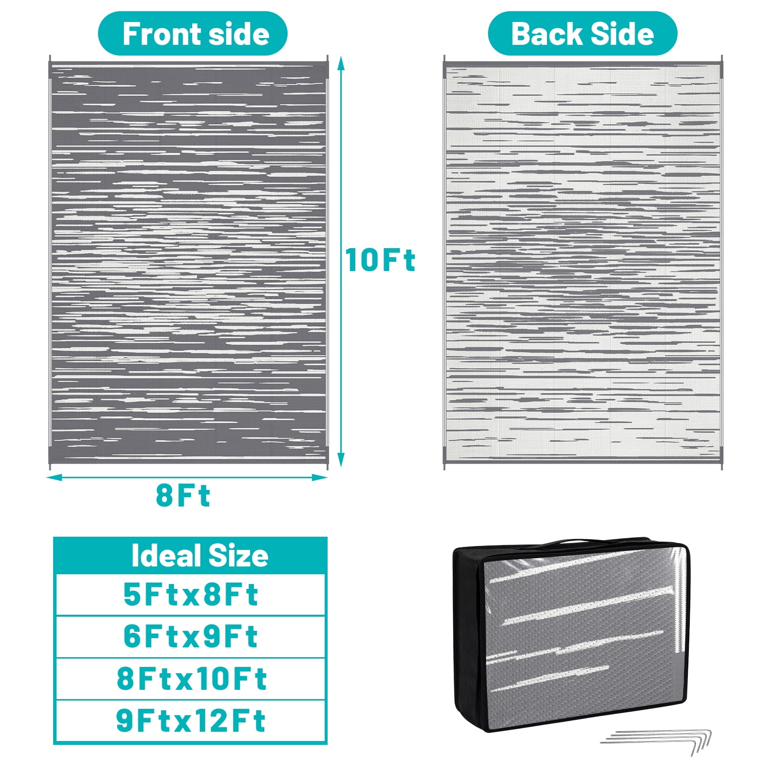 Ileading Outdoor Rugs 8'x10' for Patios Clearance Waterproof Patio Rugs Reversible Mats Plastic Straw Rug Large Outside Area Rug Door Mat for RV,Patio,Backyard,Deck,Beach,Trailer,Camping