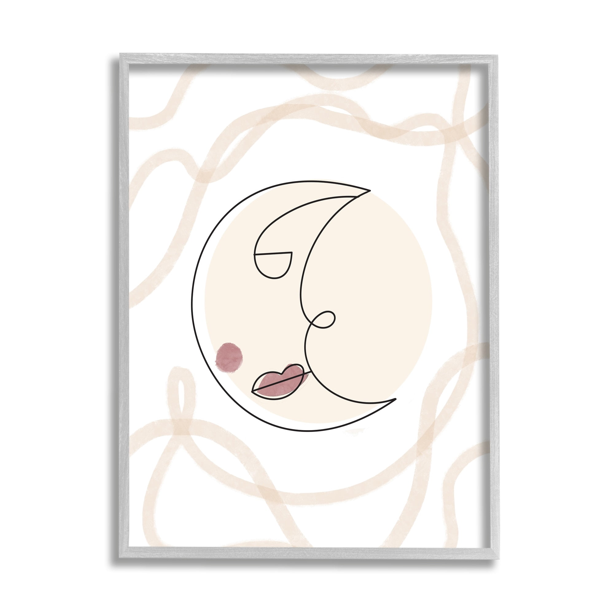 Stupell Industries Boho Moon Face Casual Lunar Squiggle Design Framed Wall Art, 24 x 30, Design by Lil' Rue