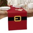 thumbnail image 2 of Christmas Santa Table Runner 70 Inches, Black Golden Belt Red Backdrop Bed Runner Dresser Scarves Tabletop for Indoor Outdoor Parties/Ceremony/Banquet, 13" x 70", 2 of 8