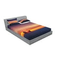 thumbnail image 2 of Ambesonne Nautical Fitted Sheet & Pillow Sham Set, Sunrise over Sea Ship, Full, Blue Orange, 2 of 2