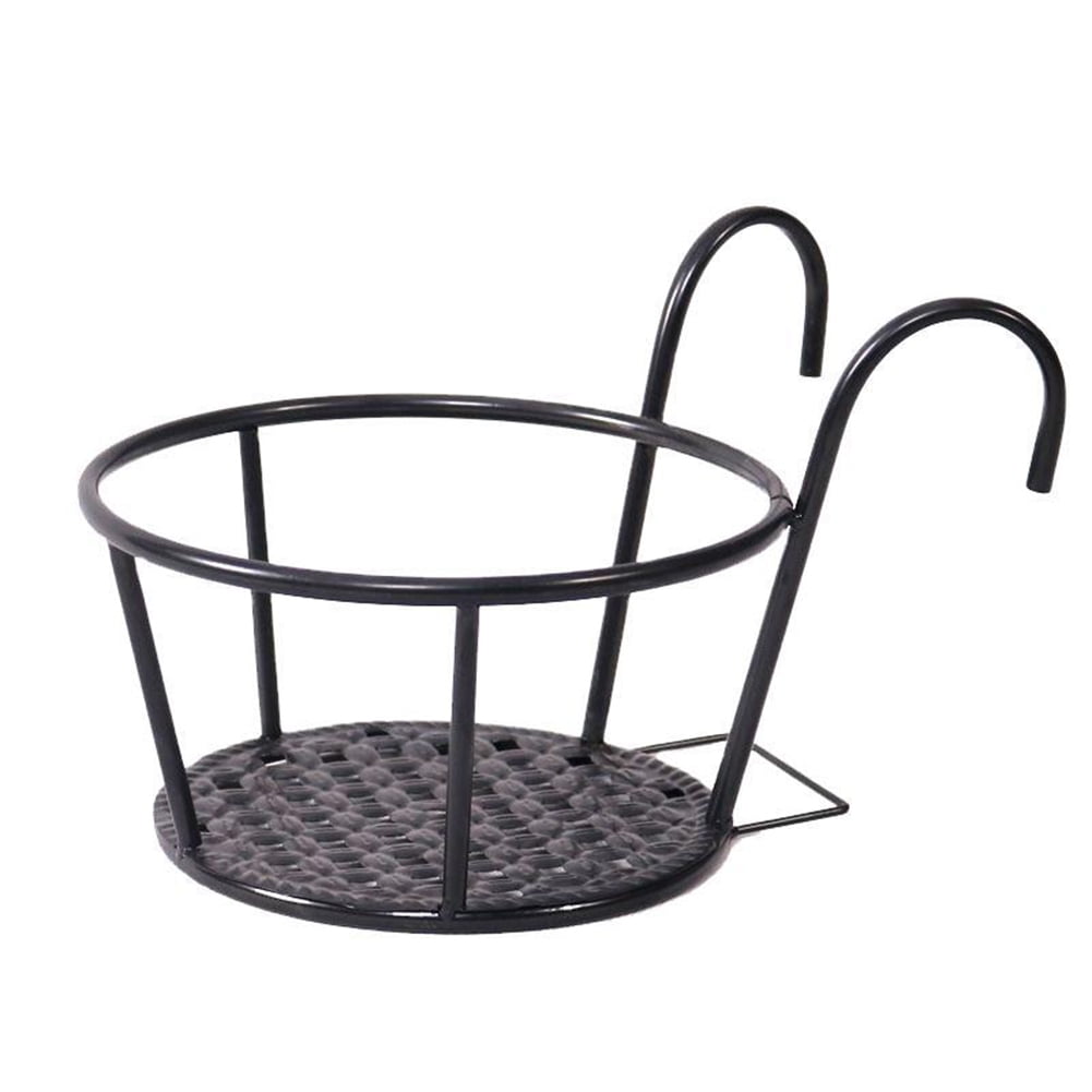 Iron Hanging Plant Holder Over The Rail Metal Fence Planters, Hanging Bucket Flower Pot Holder for Patio Balcony Outdoor Plants, 3PCS