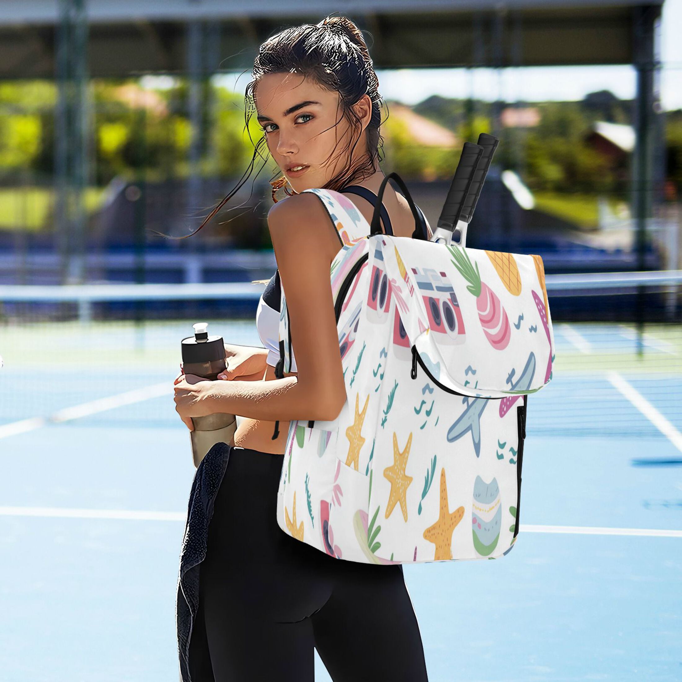 2 Racquet Holder Tennis Backpack Tennis Racket Covers Gym Bags Summer Beach