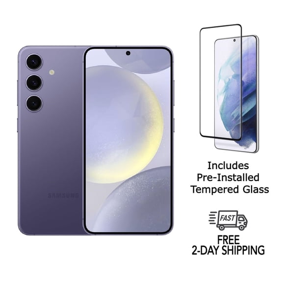 Pre-Owned Samsung Galaxy S24 5G S921U (Fully Unlocked) 128GB Cobalt Violet w/ Pre-Installed Tempered Glass