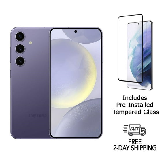 Restored Samsung Galaxy S24 5G S921U (Fully Unlocked) 128GB Cobalt Violet w/ Pre-Installed Tempered Glass (Refurbished)