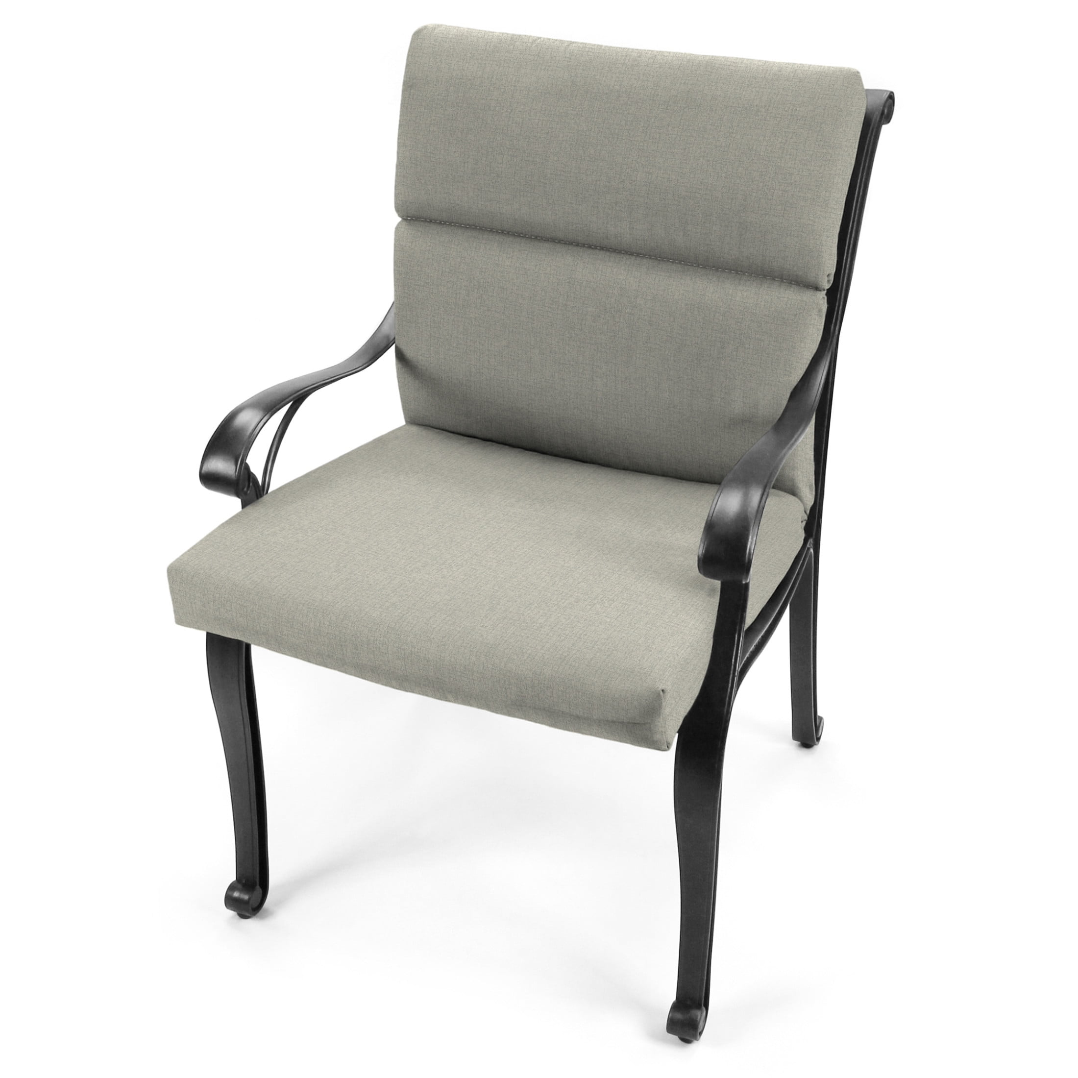Jordan Manufacturing 44" x 22" McHusk Stone Grey Crosshatch Rectangular Outdoor Chair Cushion with Ties and Hanger Loop