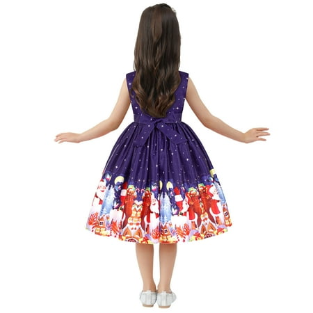 

nsendm Toddler Dresses 5t Party Christmas Dress Dance Child Princess Xmas Pageant Gown Girls Girls Casual Dresses Size 8 Dress Purple 2-3 Years