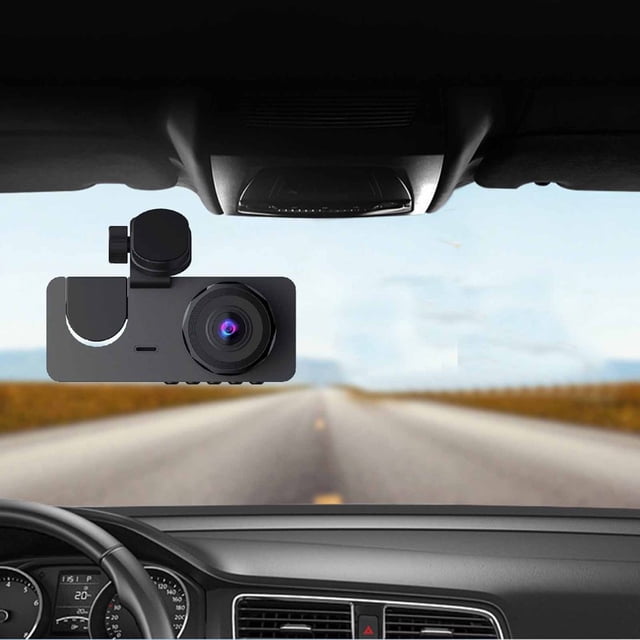 HLONK 3 Channel Dash Cam 1080P HD Front Rear Interior Car Camera 170° Wide Angle Night Vision Loop Recording Gravity Sensor Parking Monitor 4” IPS Screen 32GB Support Simultaneous Record