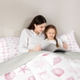 thumbnail image 5 of jejeloiu Pink Bowknot 7-Piece Twin Bedding For Girls,Watercolor Seashell Starfish Bedding Comforter Set,Pink White,Light Gray Reversible, 5 of 7