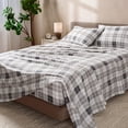 thumbnail image 2 of Juego de sábanas Bare Home Twin de franela de algodón con estampado Quarry Plaid, 2 of 9