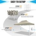 thumbnail image 4 of COBIZI 10x15 Canopy Tent Heavy Duty Pop Up Canopy Tent for Parties Event Wedding Commercial Easy Up Canopy with Roller Bag,UV 50+ & Upgraded No Water Accumulation, Thick Hexagonal Legs,Khaki, 4 of 10