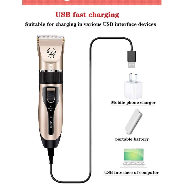Rechargeable Cordless Pet Grooming Clipper Kit - Dog & Cat Hair Trimmer, Titanium Ceramic