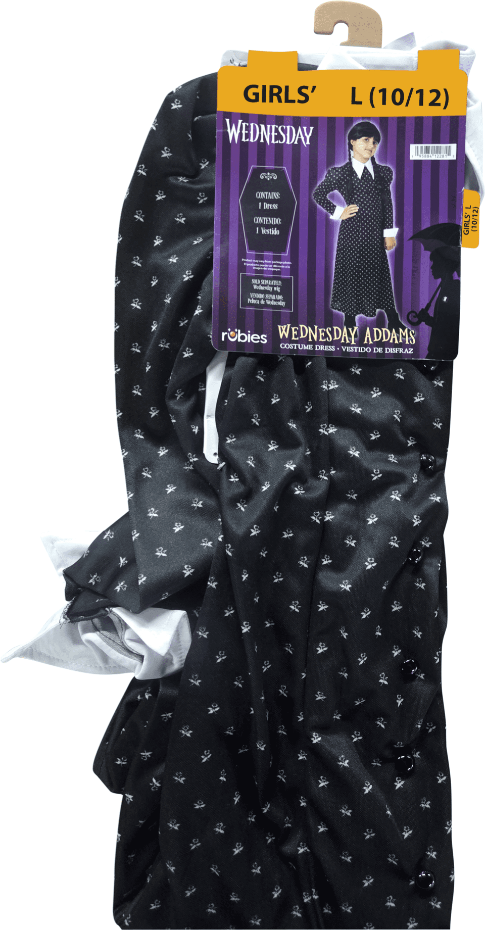 Wednesday Addams Dress Halloween Costume for Children, Girls' Size L (10/12), by Rubies