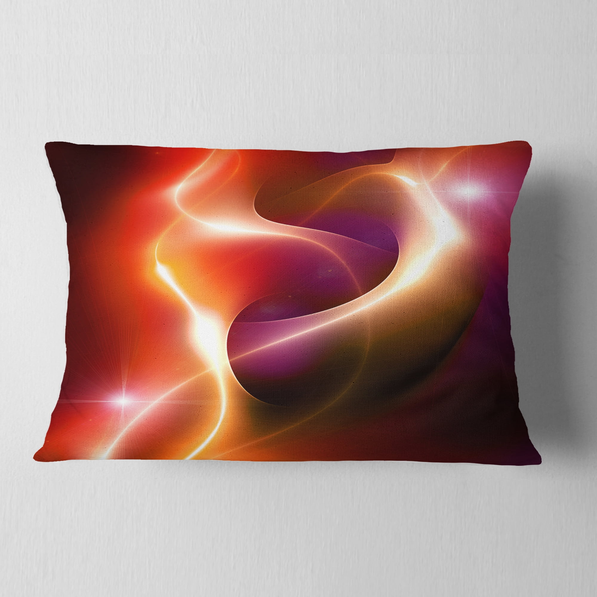 Designart Abstract Warm Red Fractal Design - Abstract Throw Pillow - 12x20