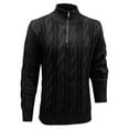 thumbnail image 3 of XUNKUSGA Mens Sweater Quarter Zip Knit Sweater Long Sleeve Mock Neck Cable Knit Sweaters for Men Vintage Solid Color Fall Pullover Sweater S-3XL Black, 3 of 3