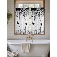 thumbnail image 4 of Black Spring Botanical Bathroom Window Curtain, Weeping Eucalyptus Butterfly Light Filtering Coffee Kitchen Curtains, Bedroom Living Room Curtains 2 Panel 84"x54", 4 of 6
