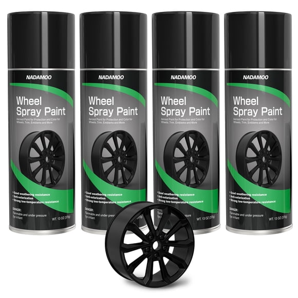 Paint NADAMOO - Aerosol para ruedas, semibrillante, negro, 4 x 370 ml