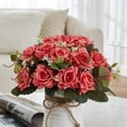 thumbnail image 6 of Artificial Flowers,Faux Flower in Vase Decor, Silk Rose Fake Flower Arrangements Bouquets with Vase,Table Centerpieces Living Dinning Coffee Kitchen（Red）, 6 of 7
