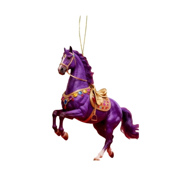 Colgante de caballo 2D acrílico realista, adorno navideño con lazo para colgar, ideal para amantes de la equitación.