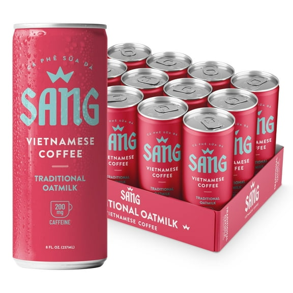 Vietnamese Iced Coffee - Traditional Oatmilk Flavor 8oz Canned Coffee (12-Pack), Robusta and Arbica Coffee with Oat Milk, 200mg Caffeine, Ready To Drink Coffee, Dairy-Free, Vegan