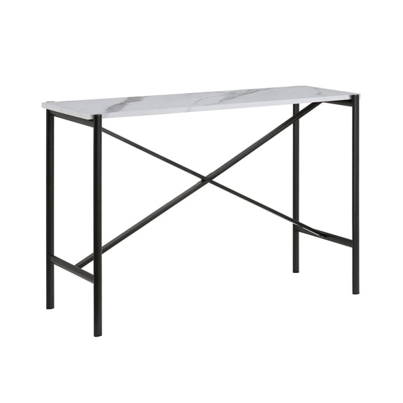 Evelyn&Zoe 46" Blackened Bronze Metal/Faux Marble Console Table