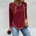 thumbnail image 2 of Lmnyox Women's Fashion Shirts Fall Crew Neck Long Sleeve Soft Blouses Loose Casual Basic T Shirt for Women 2024 Trendy, 2 of 6