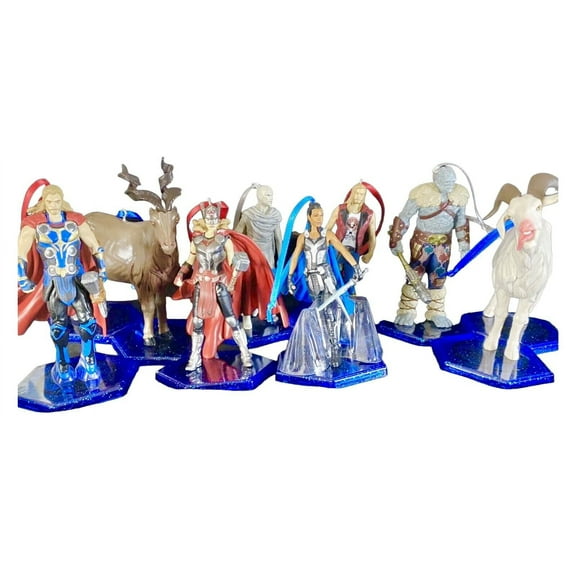Marvel Thor Love & Thunder Ornament 8pc Set Pvc Figure Figurine 3-4” Holiday New