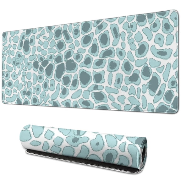 Long Mouse Pads for Desk,White and Blue Of Animal Print Desk Mats on Top Of Desks, Desk Mouse Pad Extra Large with 3mm Non-Slip Base and Stitched Edge for Gaming,Office,Work,Home 31.5"x11.8"