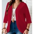 thumbnail image 3 of FchengtaiS Womens Plus Size Cardigan 3/4 Sleeve Open Front Lightweight Casual Soft Cardigans Summer Elegant Bolero Shrugs, 3 of 7