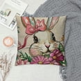 thumbnail image 2 of PHYHOO Hello Easter Bunny Eggs Truck Decorative Throw Pillow Covers, Spring Welcome Peeps Retro Porch Outdoor Home Decor, Floral Farmhouse Stripes Holiday Sofa Couch Cushion Case White, 2 of 5