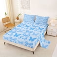 thumbnail image 2 of Erosebridal Cute Blue Full Size Sheets for Girls, Butterfly Bow-Tie Bed Sheets, 1 Flat Sheet, 1 Fitted Sheet and 2 Pillowcases, 2 of 5