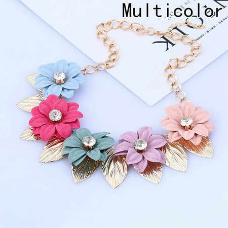 Flower And Bead Necklace Fancyleo Bohemian Statement Maxi Amazing Delecate Crystal Charms Flower Choker Necklaces For Women Beaded Big Fashion ()