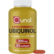 Qunol Ubiquinol CoQ10 200mg Softgels, Powerful Antioxidant for Heart and Vascular Health, Active Form of CoQ10, 120ct