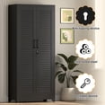 thumbnail image 4 of Marcree 73" Broom Closet Storage Cabinet, Metal Garage Storage Cabinet with 2 Doors & Pegboard, Utility Cabinet with Hanging Rod, Tool Cabinet for Garage, Laundry Room, Home Office, 4 of 7