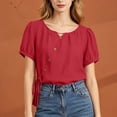 thumbnail image 5 of Sexlip Women's Blouse Short Sleeve Loose Fit Trendy Design Versatile Styling Breathable Wear Fashion Forward Modern Style Red M, 5 of 6
