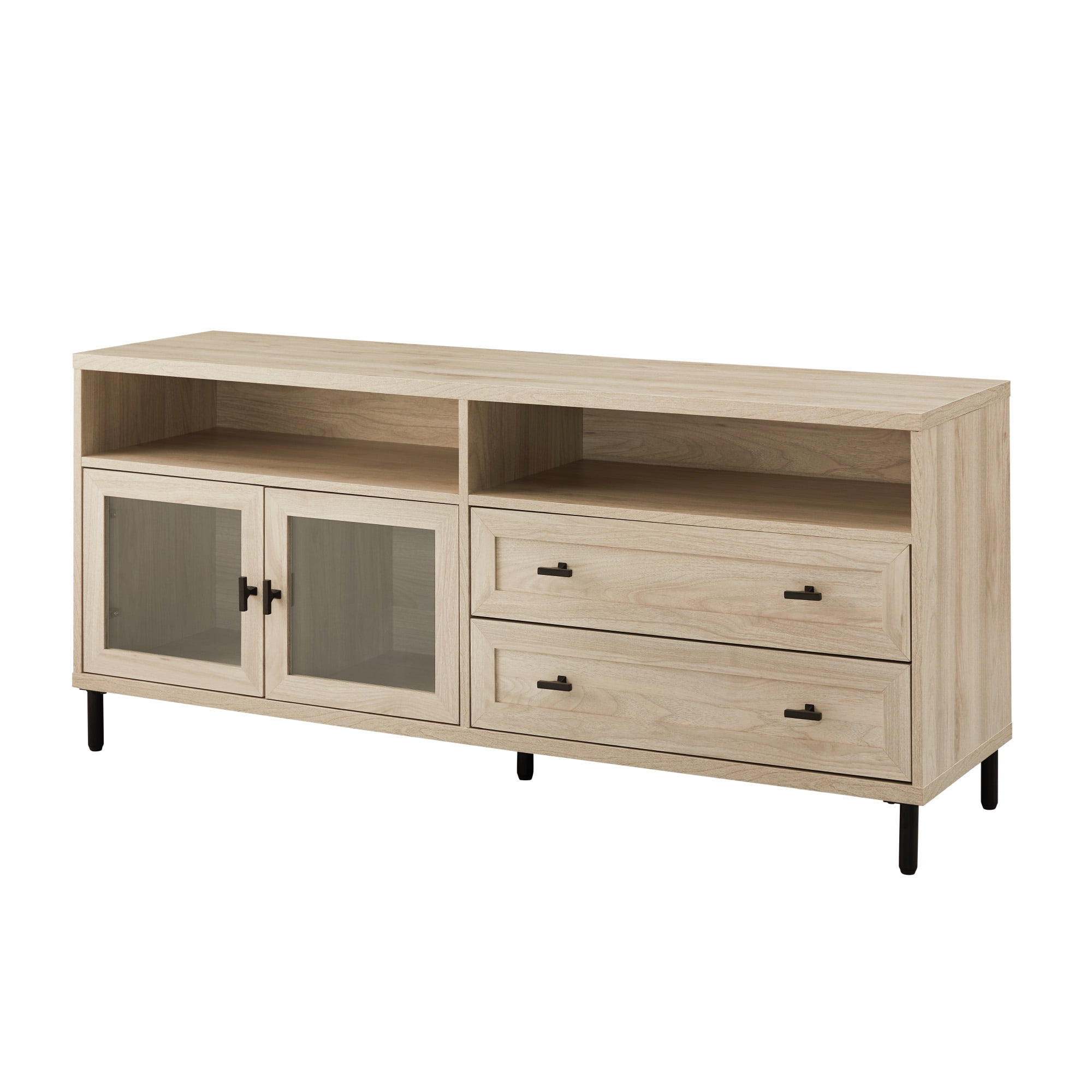 Manor Park Modern Wood and Glass TV Stand for TVs up to 60”, Birch